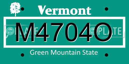 M4704O Vermont License Plate