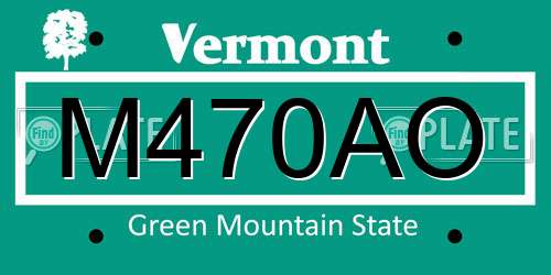 M470AO Vermont License Plate