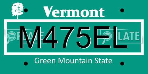 M475EL Vermont License Plate
