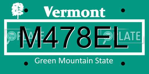 M478EL Vermont License Plate