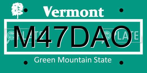 M47DAO Vermont License Plate