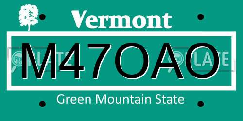 M47OAO Vermont License Plate