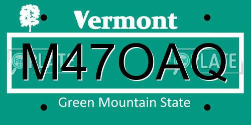 M47OAQ Vermont License Plate