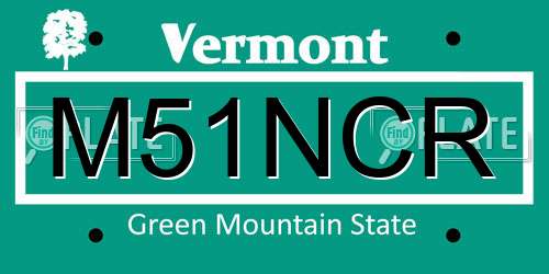 M51NCR Vermont License Plate