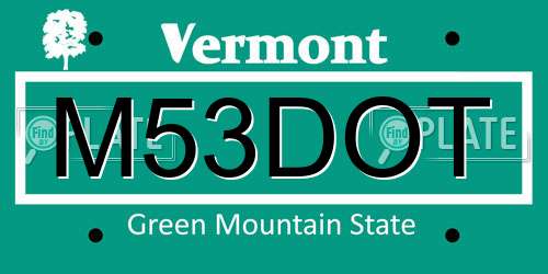 M53DOT Vermont License Plate