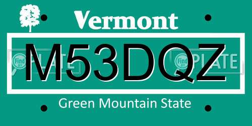 M53DQZ Vermont License Plate