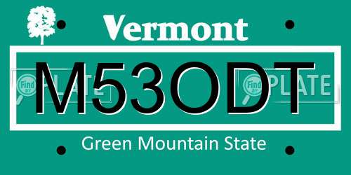 M53ODT Vermont License Plate
