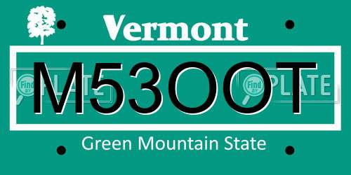 M53OOT Vermont License Plate