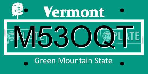 M53OQT Vermont License Plate