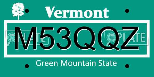 M53QQZ Vermont License Plate