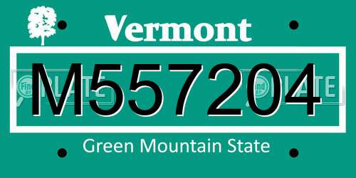 M557204 Vermont License Plate