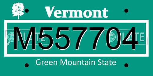 M557704 Vermont License Plate