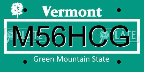 M56HCG Vermont License Plate