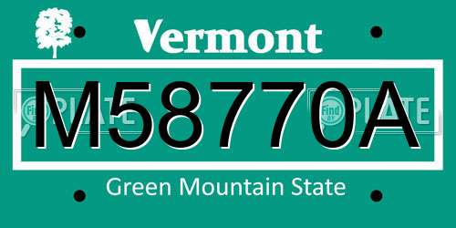 M58770A Vermont License Plate