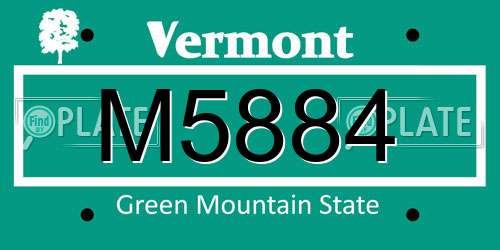 M5884 Vermont License Plate