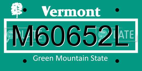 M60652L Vermont License Plate