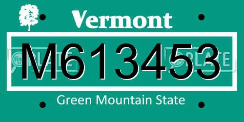 M613453 Vermont License Plate
