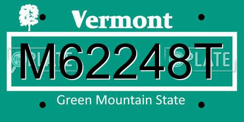 M62248T Vermont License Plate