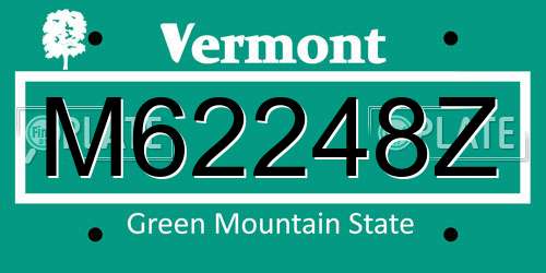 M62248Z Vermont License Plate