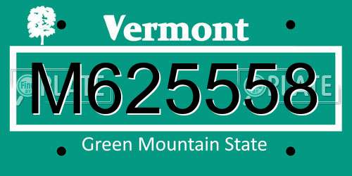 M625558 Vermont License Plate