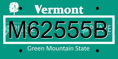M62555B Vermont License Plate