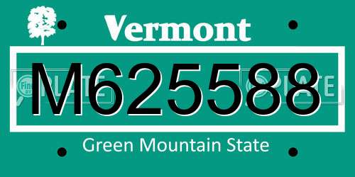 M625588 Vermont License Plate