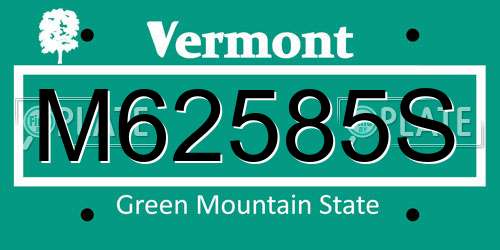 M62585S Vermont License Plate