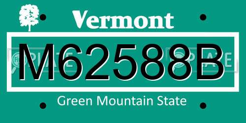 M62588B Vermont License Plate