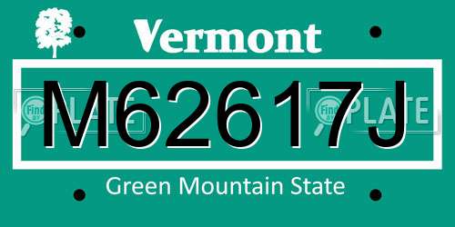 M62617J Vermont License Plate