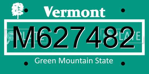 M627482 Vermont License Plate