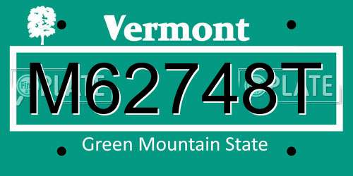 M62748T Vermont License Plate