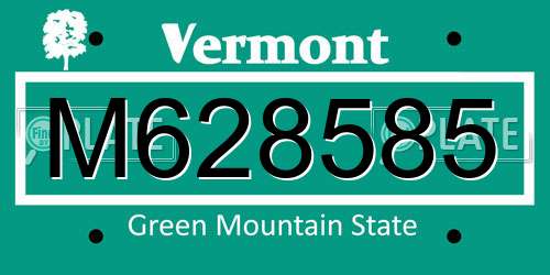 M628585 Vermont License Plate