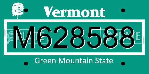 M628588 Vermont License Plate