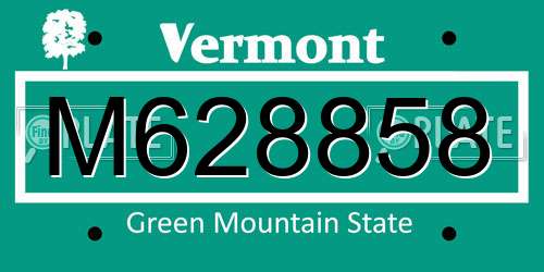 M628858 Vermont License Plate