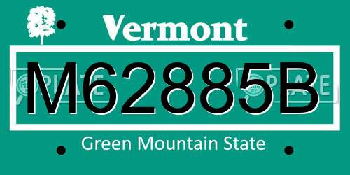 M62885B Vermont License Plate