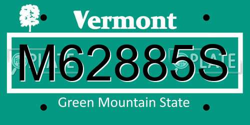 M62885S Vermont License Plate