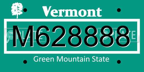 M628888 Vermont License Plate