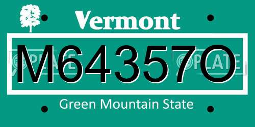 M64357O Vermont License Plate