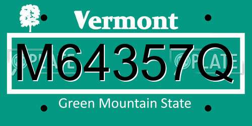 M64357Q Vermont License Plate