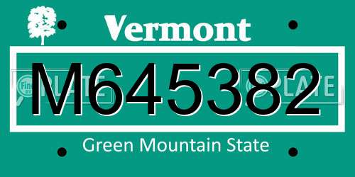 M645382 Vermont License Plate