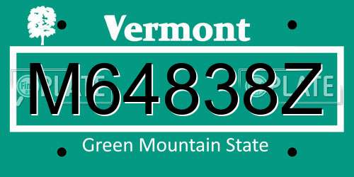 M64838Z Vermont License Plate