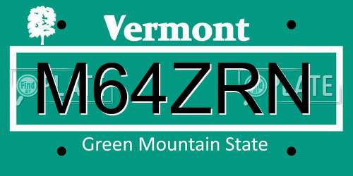 M64ZRN Vermont License Plate