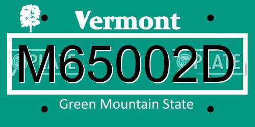 M65002D Vermont License Plate
