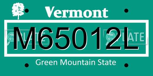 M65012L Vermont License Plate