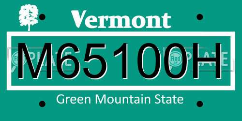 M65100H Vermont License Plate