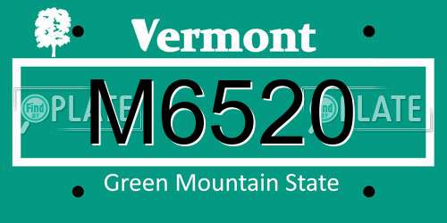 M6520 Vermont License Plate