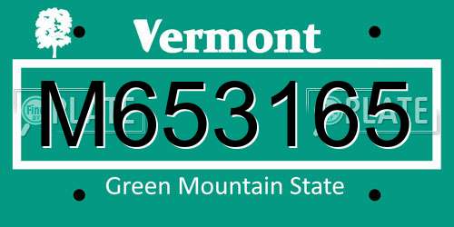 M653165 Vermont License Plate