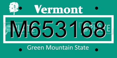 M653168 Vermont License Plate
