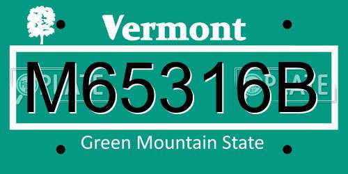 M65316B Vermont License Plate
