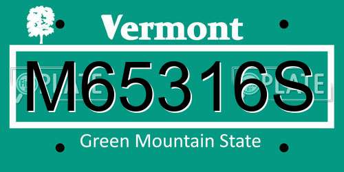 M65316S Vermont License Plate